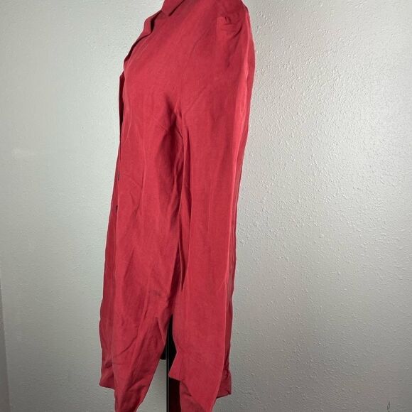 Pre-Owned Rena Rowan Womens Red Button Down Long Sleeve Silk Collard Jacket/Top - Picture 4 of 10